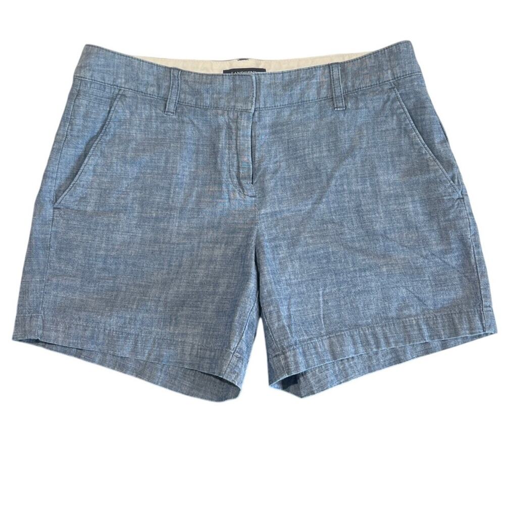 Lands' End Soft Chambray Not Too Low Rise Shorts Women's Size 4 Inseam 5in Prep